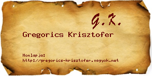 Gregorics Krisztofer névjegykártya